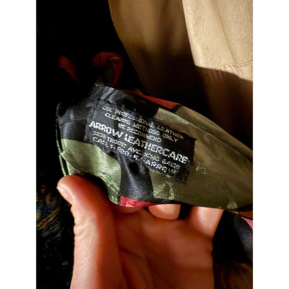 Vintage d.FINE Las Vegas Leather Bomber Jacket Men’s 42 Tan Blue Trim 90s Lined - Picture 11 of 11